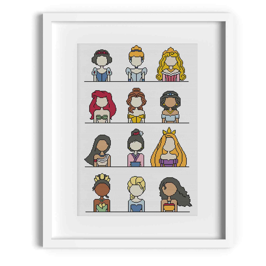 Disney Princesses Cross Stitch Pattern – Happy Sloth Patterns disney-princesses-cross-stitch-pattern-happy-sloth-patterns