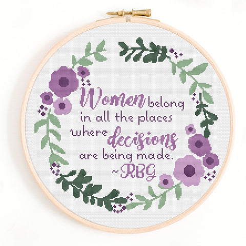 Ruth Bader Ginsberg Quote Cross Stitch Pattern
