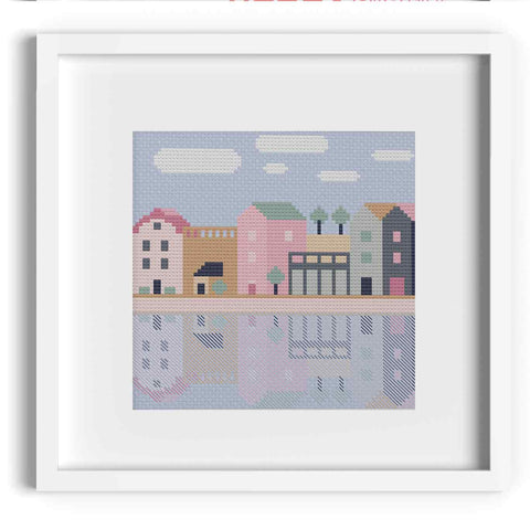 'Reflections' Terrace Houses Cross Stitch Pattern