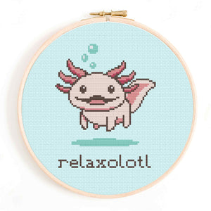 Relaxolotl Axolotl Cross Stitch Pattern