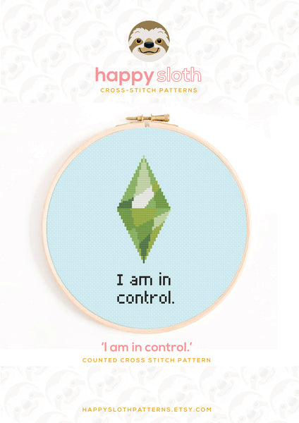 'I Am in Control' The Sims Cross Stitch Pattern
