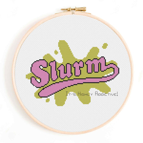 'Slurm, It's Highly Addictive!' Futurama Cross Stitch Pattern