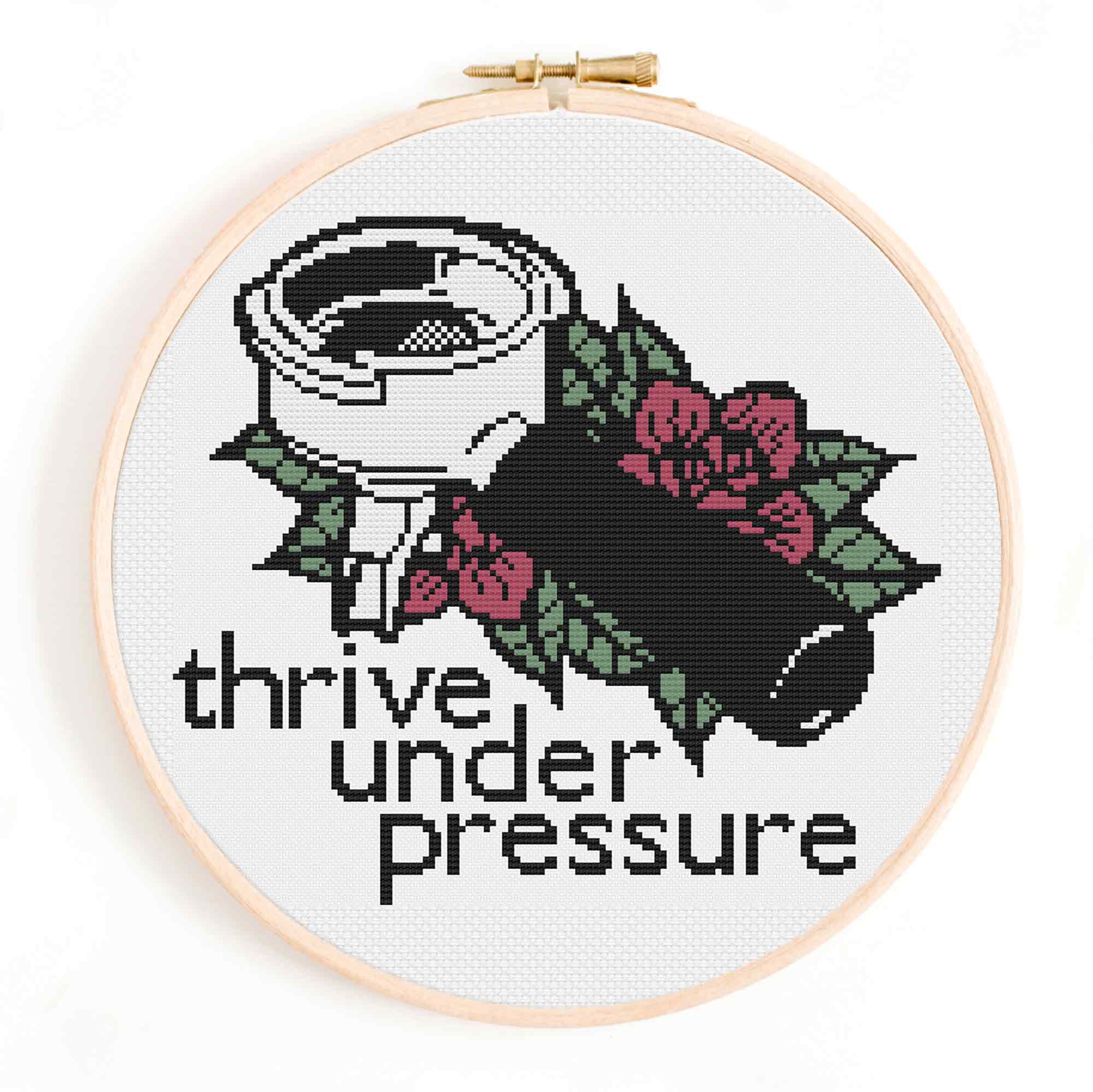 'Thrive Under Pressure' Espresso Cross Stitch Pattern