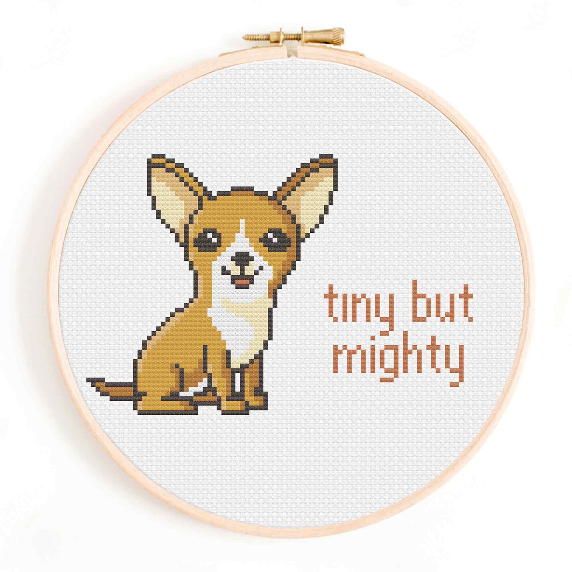 'Tiny but Mighty' Chihuahua Cross Stitch Pattern