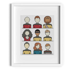 Star Trek The Next Generation Crew Cross Stitch Pattern