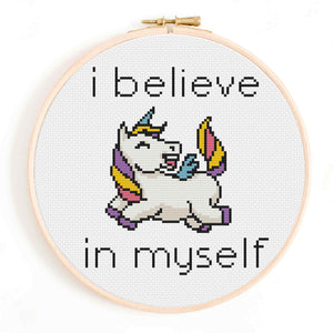 'I Believe in Myself' Unicorn Cross Stitch Pattern