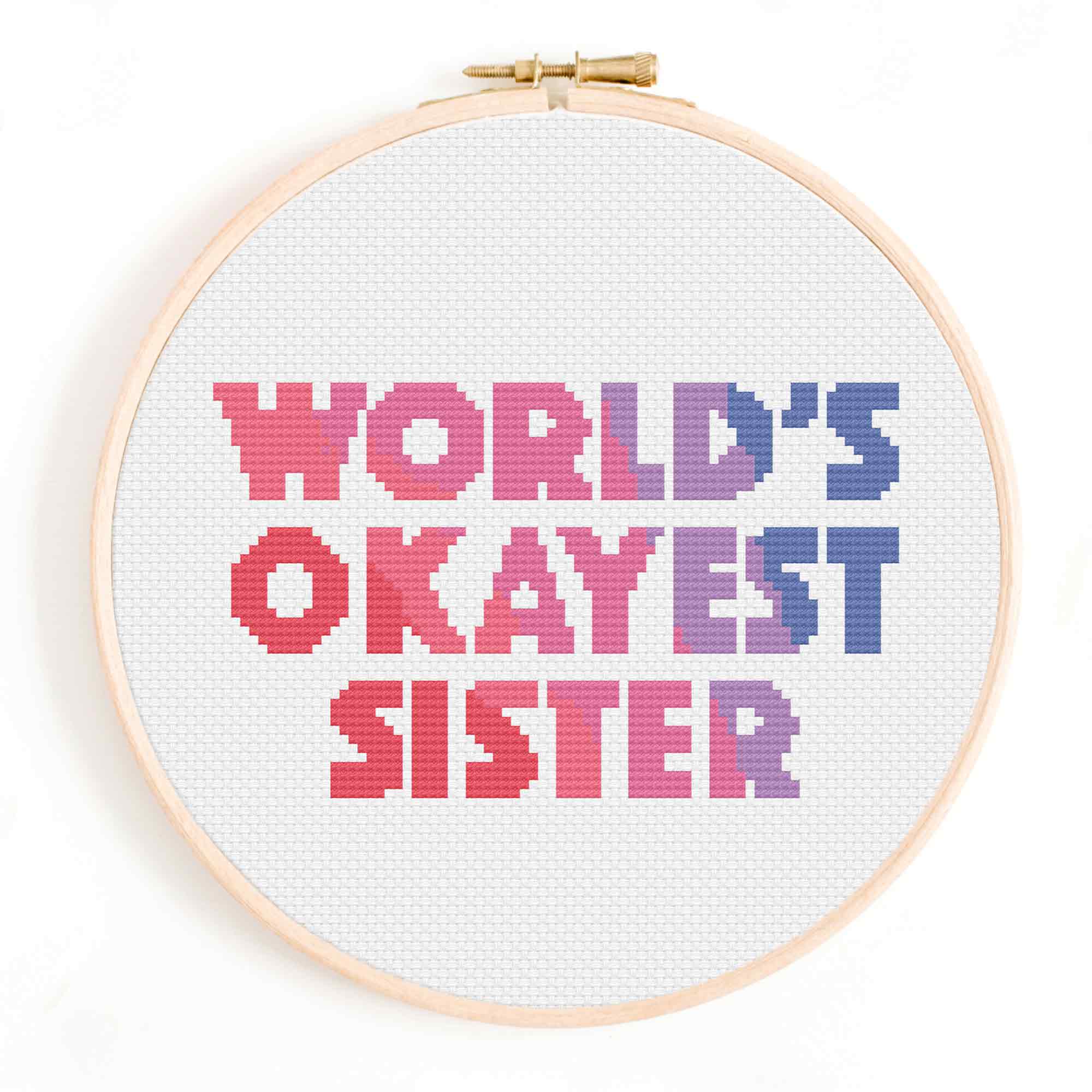 'World's Okayest Sister' Cross Stitch Pattern